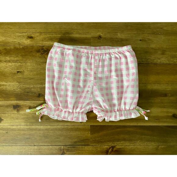 NWT SweetHoney Sleeveless Playsuit Set Summer Blooms Pink Green Gingham Shorts - Picture 6 of 10